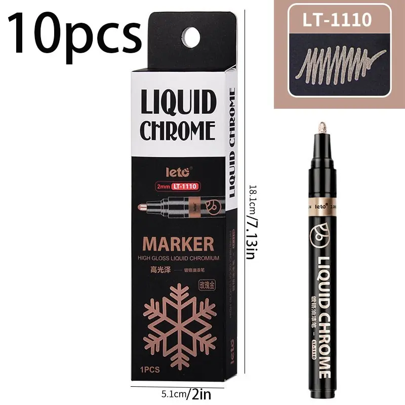 Chrome Plated Paint Pen Set, DIY High Gloss Electroplating Brush, Reflective Metal Mirror Touch-Up Kit, Model Painting Tools