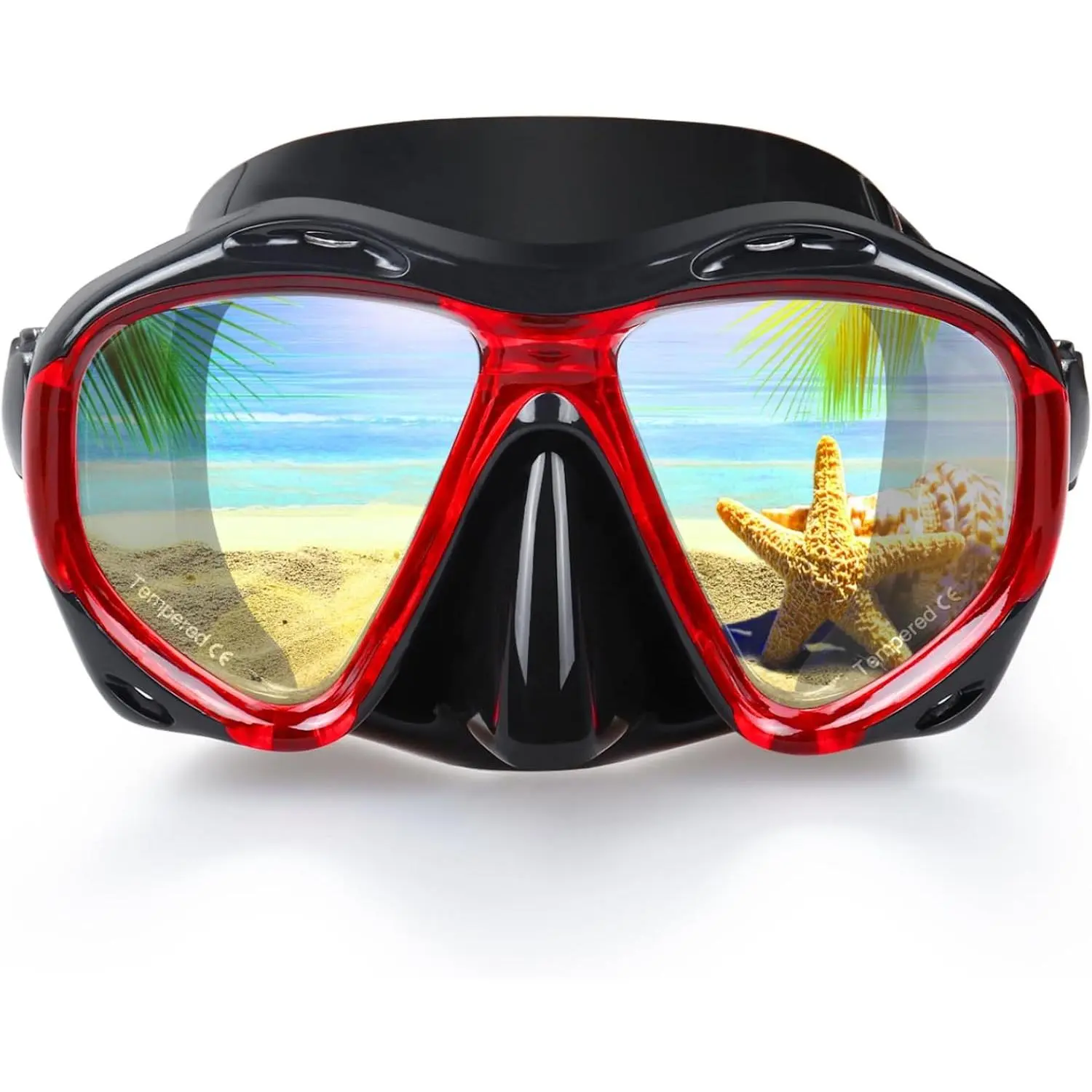 Snorkel Diving Mask Panoramic  Swim Mask, Anti-Fog Scuba Diving Goggles,Tempered Glass Dive Mask Adult Youth Swim Goggles with Nose Cover for Diving, Snorkeling, Swimming