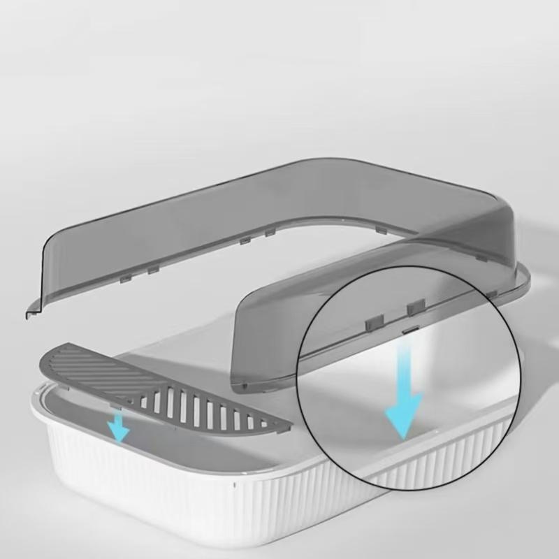 Semi-enclosed Cat Litter Box, Large Capacity Cat Litter Tray with Litter Scoop, Anti-splash Cat Toilet, Pet Supplies for Indoor Outdoor Use