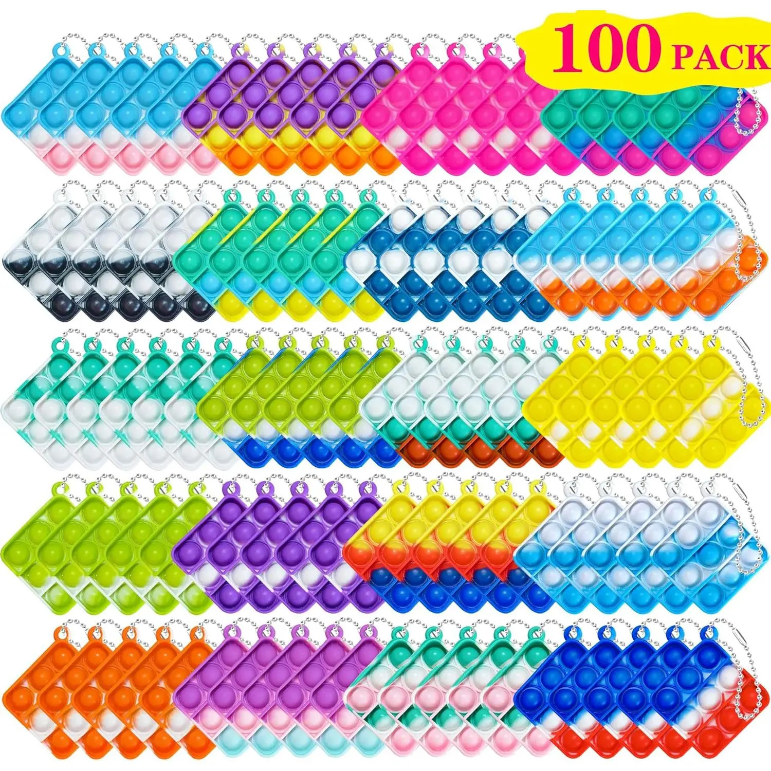 100 Pcs Mini Pop Bubble Fidget Toys for Party Favors, Pop Toy Bulk for Party Favor, Classroom Student Prizes Christmas Easter Basket Goodie Bag Stuffers Valentine for Kidsfidget toys