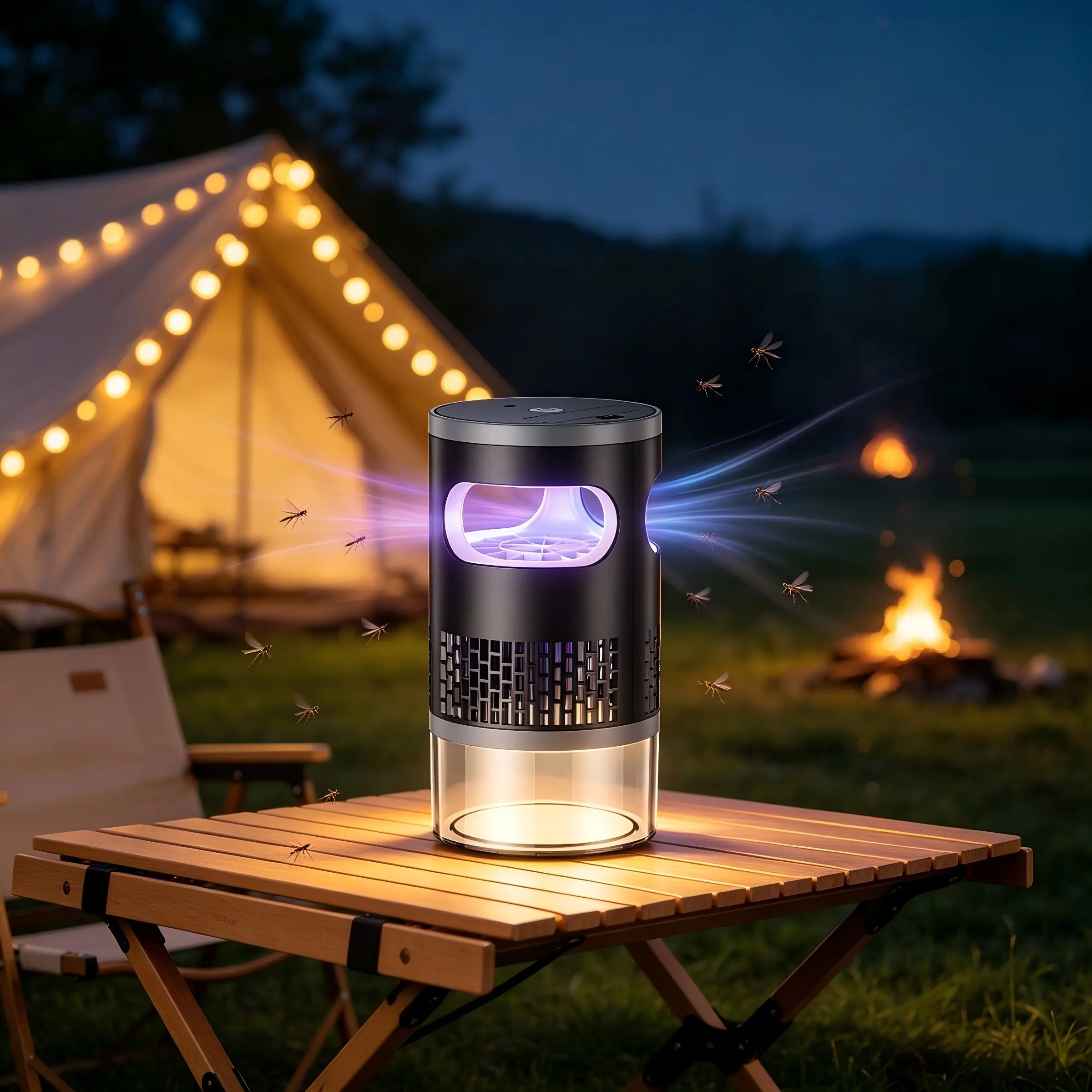 Indoor Bug Catcher with Light and Suction, Non-Electric Flying Insect Trap for Mosquitoes, Fruit Flies, Gnats, Moths, Home and Outdoor Use