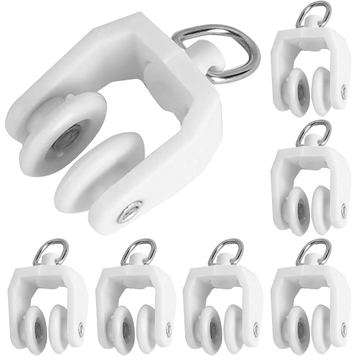 50 count Curtain Track Rollers Hooks Ceiling Curtain Track Hooks Heavy-Duty Curtain Rail Pulleys Runners Drapery Rail Glid-ers with Hooks for Shower Curtain Window Tracks(Color:White)