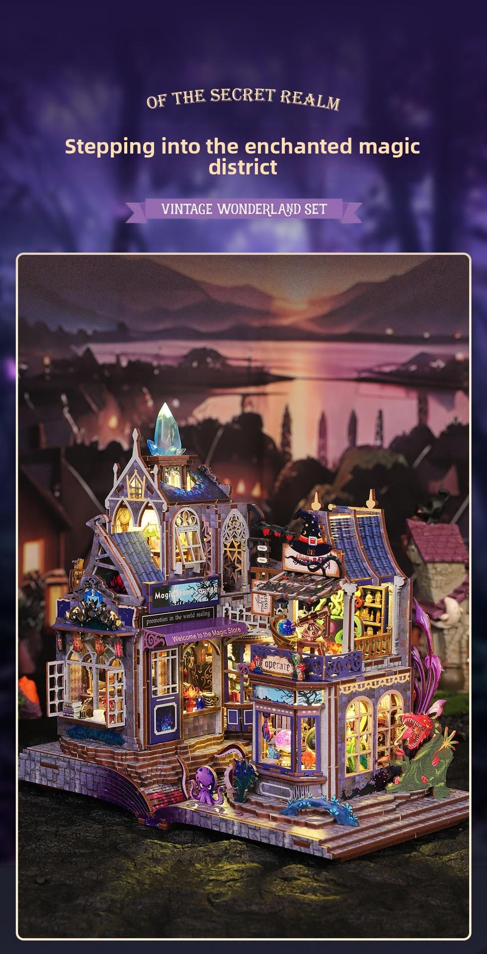 Magic Gate DIY Book Nook Kit - 3D Wooden Puzzle Miniature House with  Light| Enchanted Library Bookshelf Decor| Perfect Creative Gift for Hobbyists & Magic Fans