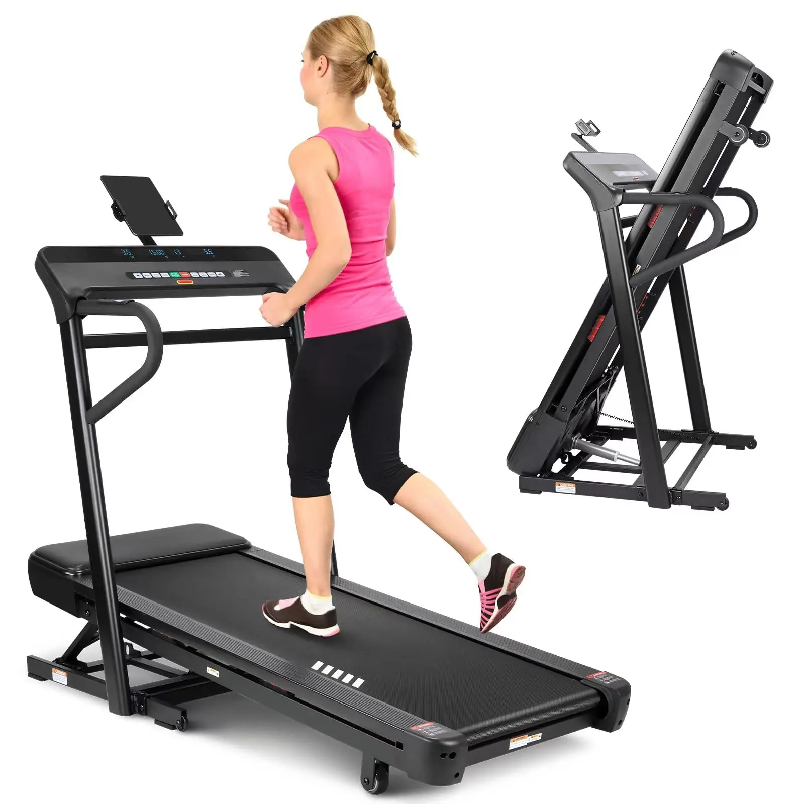 Foldable Treadmill, 350Lbs Weight Capacity Heavy Duty Running Treadmill with Large Running Belt,, 1–20 KM/H Speed, 350 LBS Weight Capacity for Home Walking & Jogging