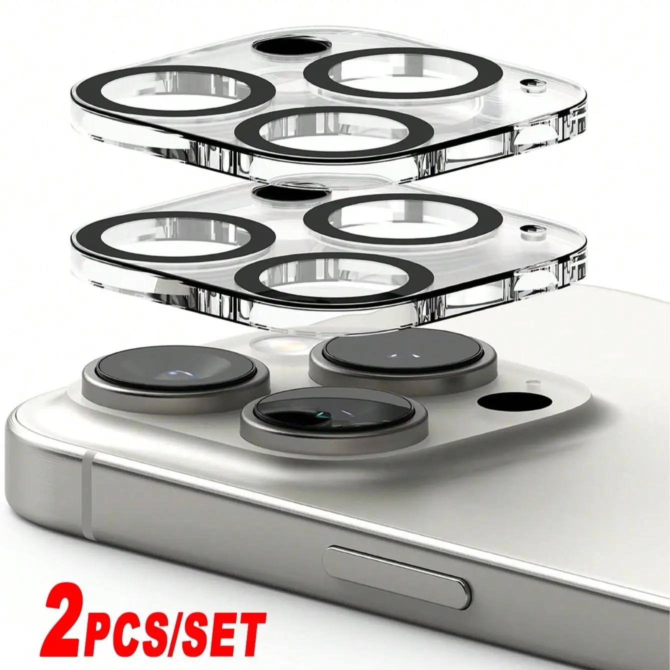 2 Pcs Camera Lens Glass Protection, Cover, Protector, For iPhone 16 Pro Max/Pro/Plus/16/15 Pro Max/Pro/Plus/15/14 Pro Max/Pro/Plus/14/13 Pro Max/Pro/13/12 Pro Max/Pro/12/11 Series, Anti-scratch