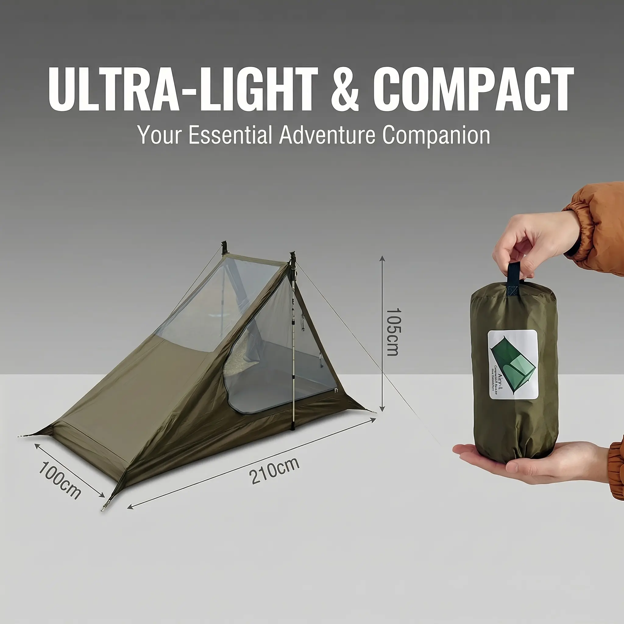 Unisex Single-Person Ultralight Compact Mesh Pop-Up Tent - Quick Setup, Breathable, Mosquito-Proof Backpacking Shelter for Camping, Hiking/Light Outdoor