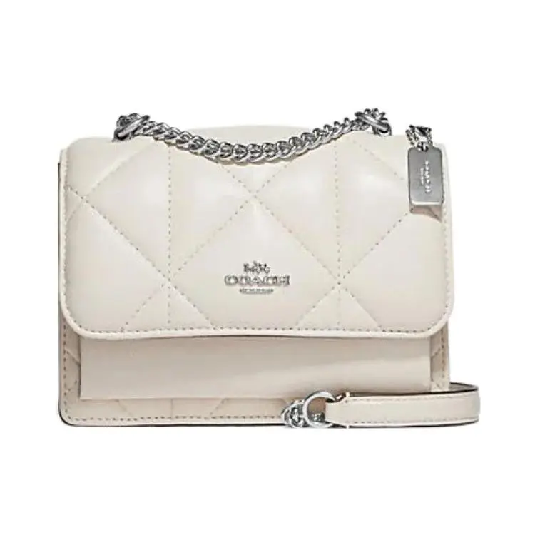 Coach Klare 18 Cloud Bag – Monogram-Embossed Quilted Lambskin and Cowhide Crossbody Bag for Women, Small Size, White Verifiable, with credentials and supporting global authentication