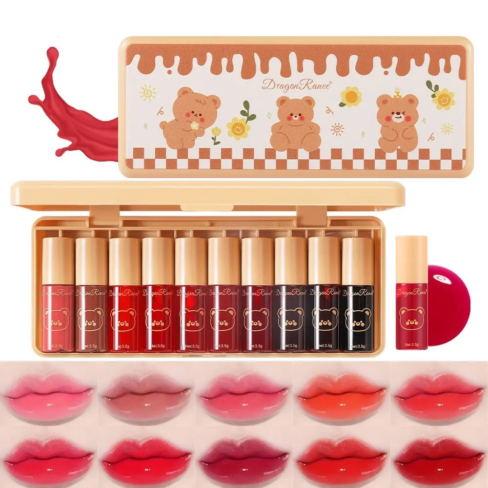 10 Color Liquid Lip Gloss Set, Moisturizing Natural Mini Liquid Lipstick, Long-Lasting Non-Sticky, Dual Use for Lips and Cheeks