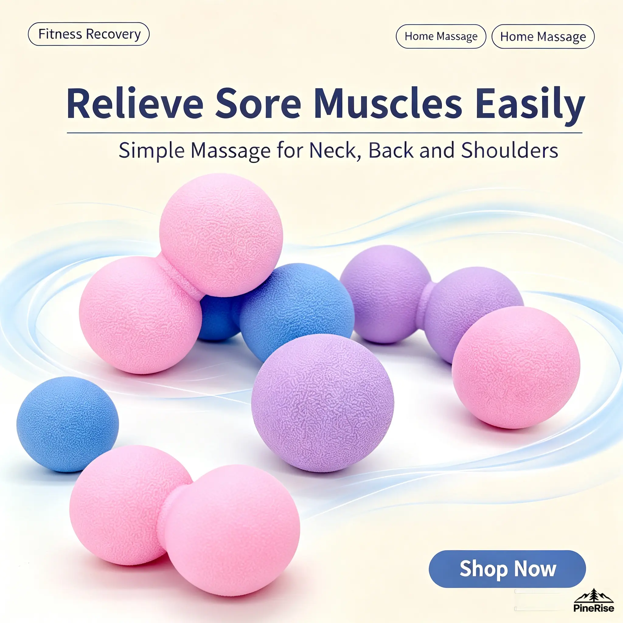 Solid Rubber Peanut Massage Ball - Fitness Fascia Release Grip Ball for Sore Muscle Relief, Compact Portable Post-Workout Recovery Gear for Yoga Stretch & Hand Strength Training