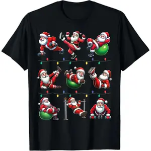 Santa's Fit List T-Shirt - Unisex Classic Casual 100% Cotton Soft Fabric Short Sleeve Gym Top, Funny Christmas Weightlifting Workout Tee