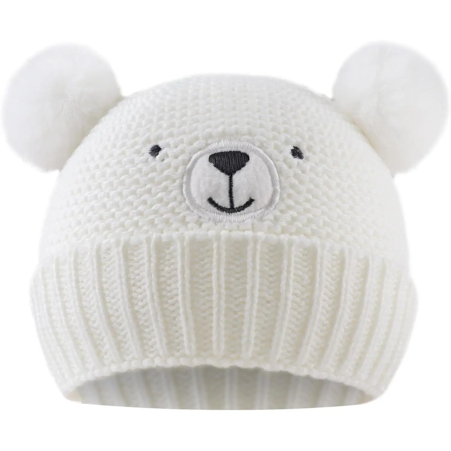 Cute Bear Baby Beanie Pompom Baby Boys Hat Infant Toddler Winter Knitted Beanies  Girls