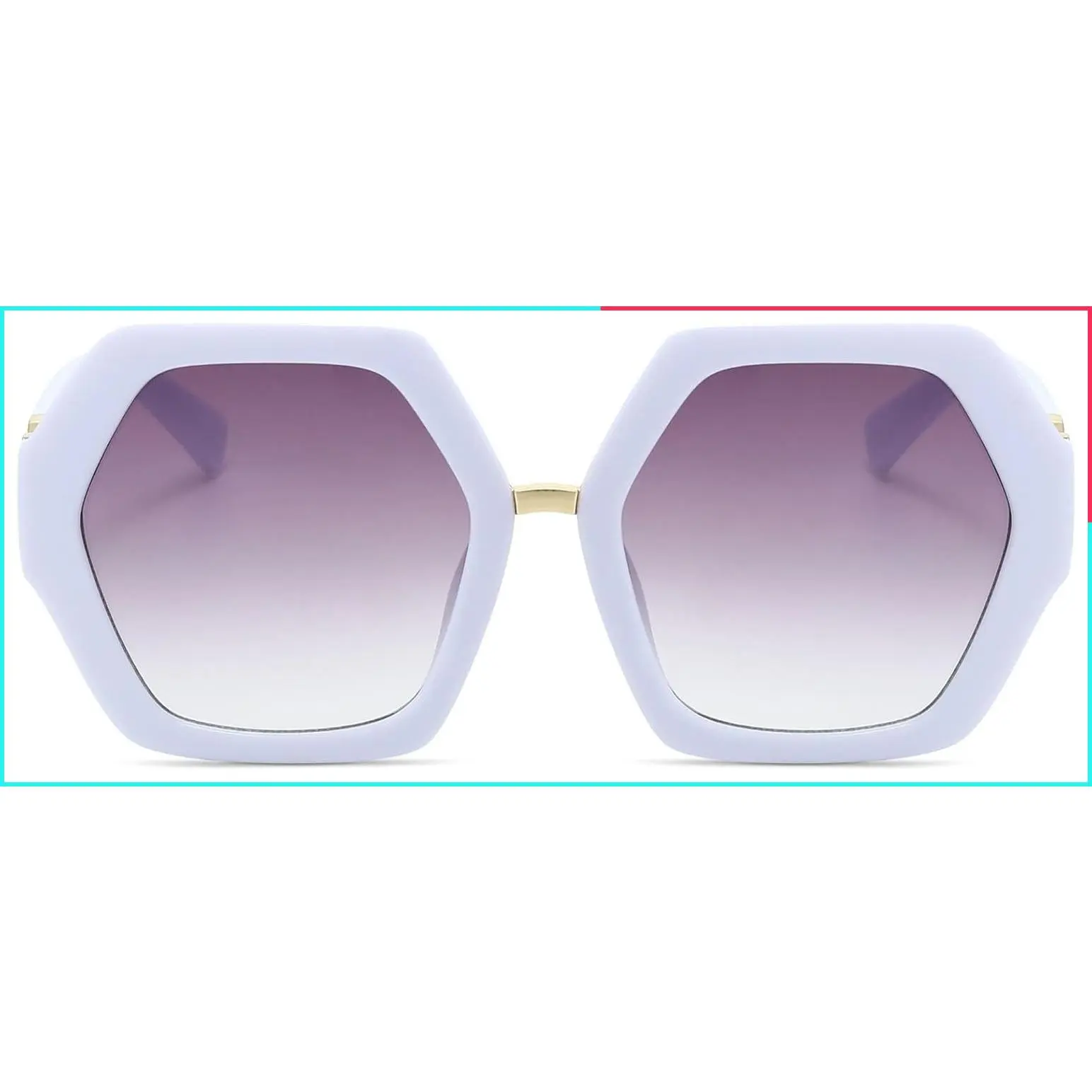 Hexagonal Retro Sunglasses for Women Oversized Vintage Square Shades | 60s 70s Fashion Polygonal Classic Sunnies, Tangle Free, Stylish Travel Beach Essentials for Driving & Daily Use