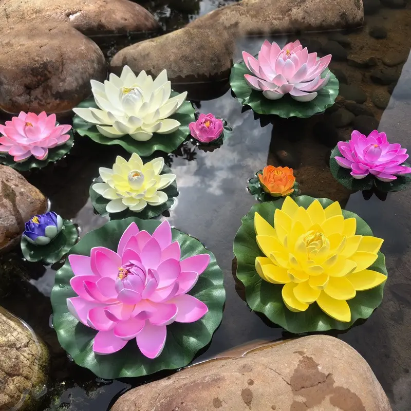 1Pcs/3Pcs/5Pcs EVA Artificial Floating Lotus & Lily Pad, Realistic Simulation Water Lily Flower Ornaments, Aquarium Fish Tank Pond Farm Decor, Pool Party Supplies, Holiday Landscape & Photography Shooting Props