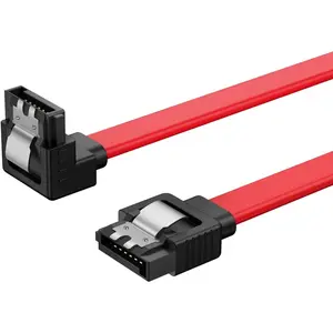[2-Pack] 8-Inch/0.6FT SATA III 6.0 Gbps 7pin Female to Downward Right Angle Female Data Cable with Locking Latch, Support for 2.5'' SSD,3.5''HDD Drive, Red