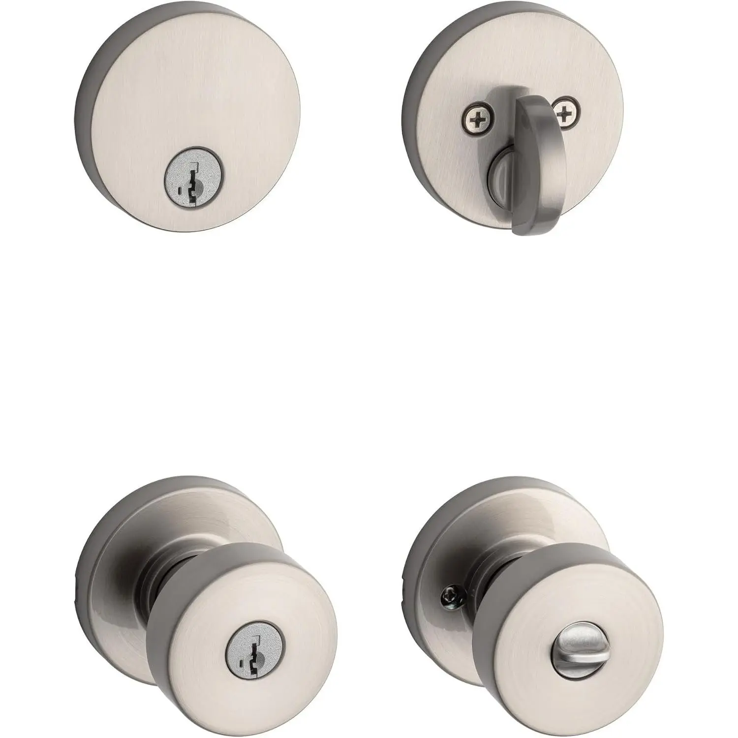 991 Pismo Keyed Entry Knob and Single Cylinder Deadbolt Combo Pack Featuring SmartKey and  in Satin Nickel