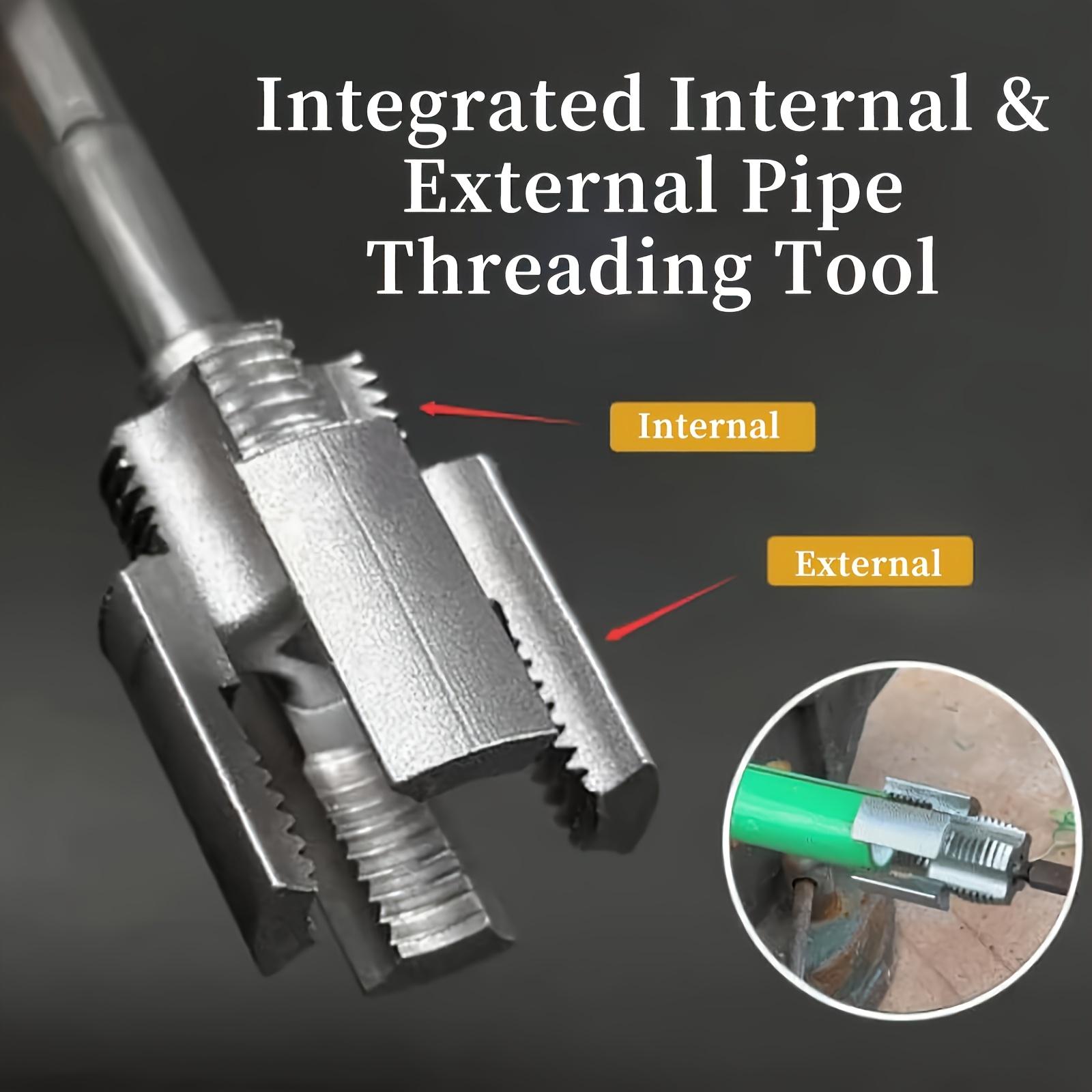 2pcs 1/2 inch 3/4 inch PVC Thread Cutting Tool Inner & Outer Pipe Threading Tools Dual Function Electric Drill Compatible PVC Plastic Pipe Threading Machine Kit for Home Repair Precision Carbon Steel NPT Pipe Tap Set external pipe high speed