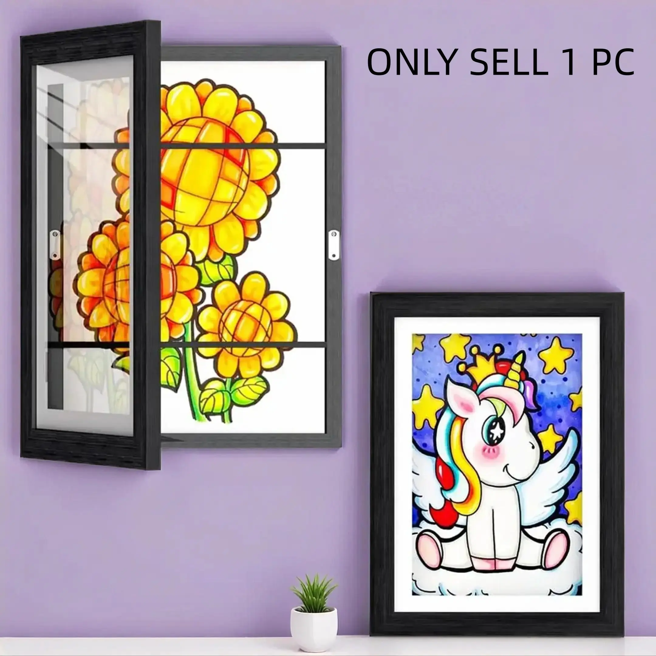 Magnetic Frame, Picture Frames For Wall, Painting Frame, Creative Kids Art Display Stand, Front-Opening Replaceable Picture Wood Frame, Home Decor Accessory, Art Showcase