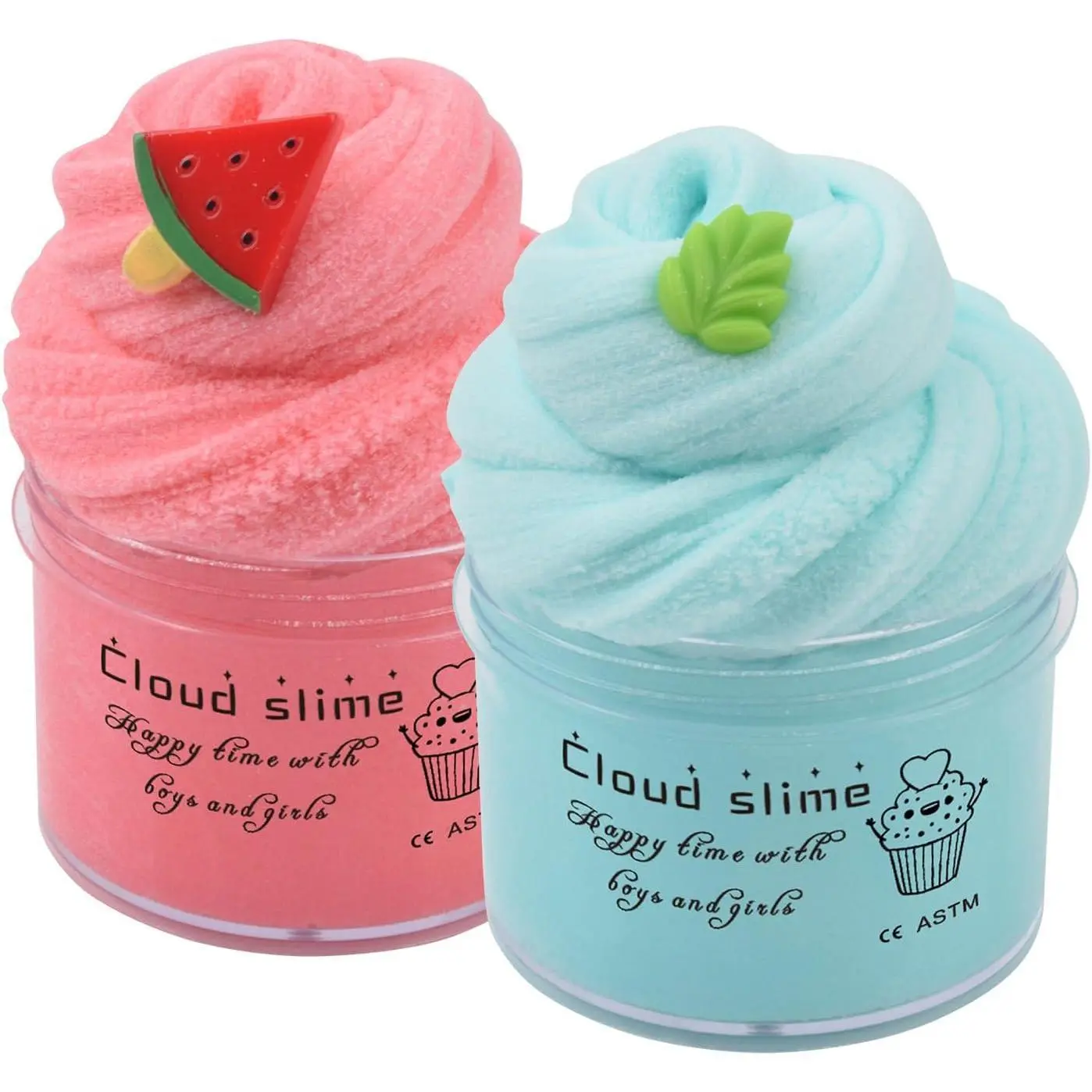 Unisex 2-Pack 7 oz High-Stretch Cloud Slime Kit, Kids' Sensory Stress Reliever Toys for 4-12+ Year-Olds, Cute Preppy Squishy Birthday & Holiday Gifts, Party Favors, Stocking Stuffers