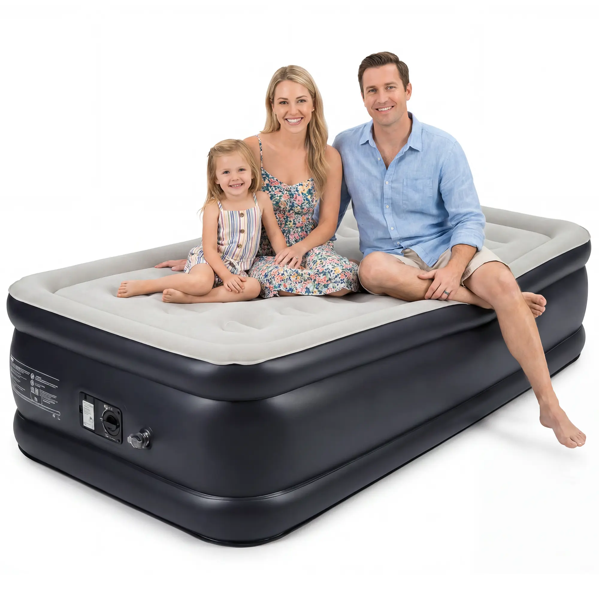 20 Inch Raised Air Mattress with Built-In Electric Pump, Honeycomb Pillar Inflatable Bed, 3-Min Fast Inflation, 800 Lbs Capacity for Guest Room Camping