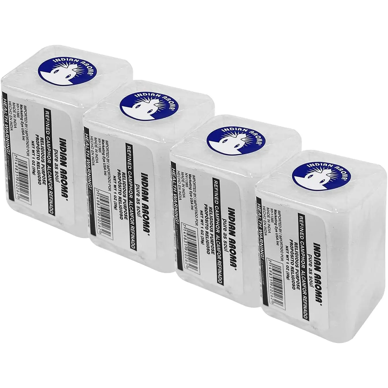 Refined Pure Aroma Solid Camphor Blocks Pack - 114g, 16 Tablets, Auspicious Hinduism Ceremony Supply, Household Clean Odor Control Eliminator, Closets Moth-Mold-Damp Proofing Home Care Item