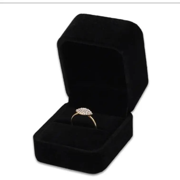 Black  Ring Box – Luxury Soft    Box for Engagement, Wedding, Proposal & Storage (2.5″ Square)