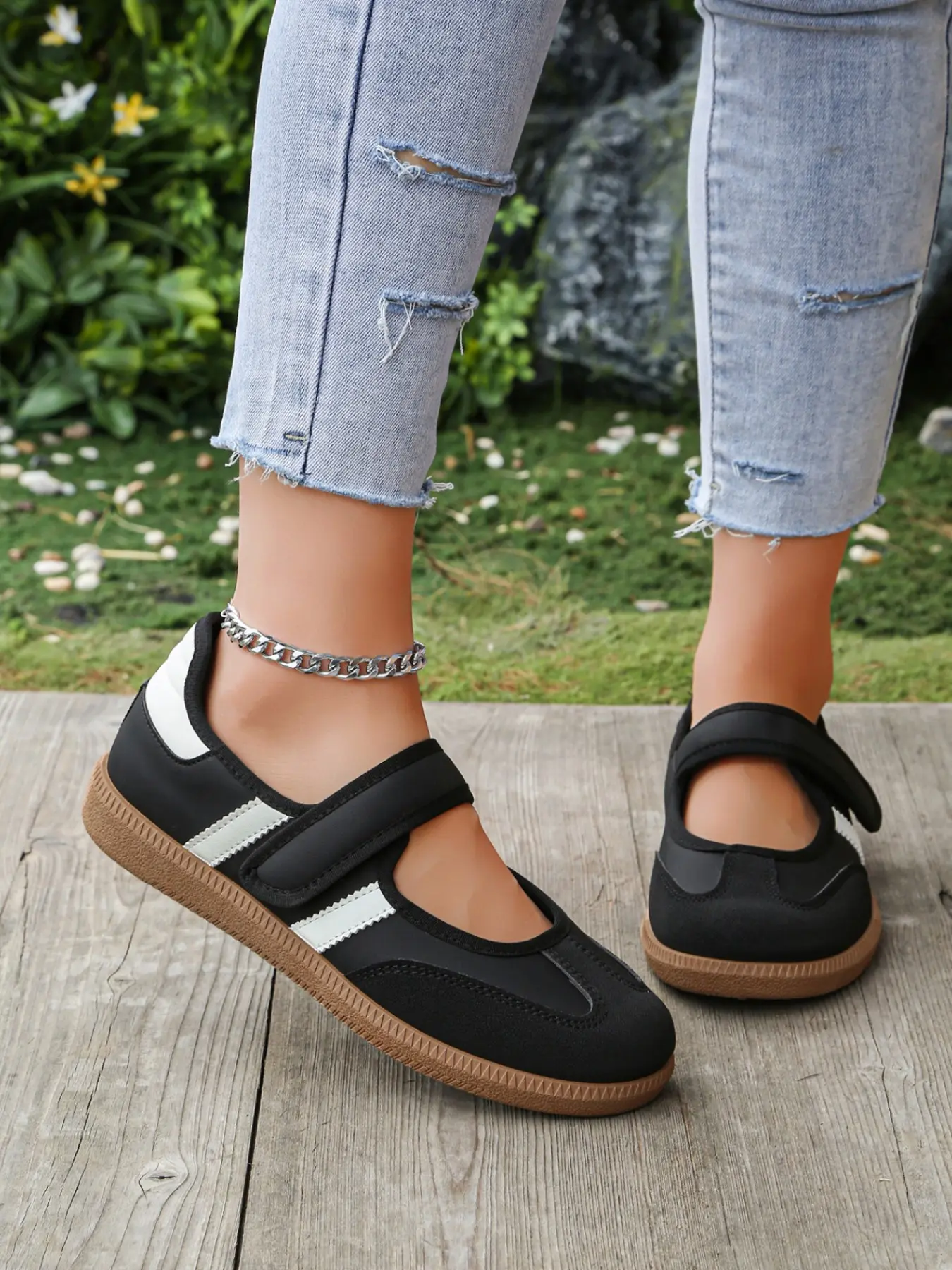New Summer Women's Velcro Trainer Shoes, Classic Flat Board Sneakers, Mary Jane Casual Shoes, Comfortable Breathable Walking Shoes, Breathable Walking Footwear
