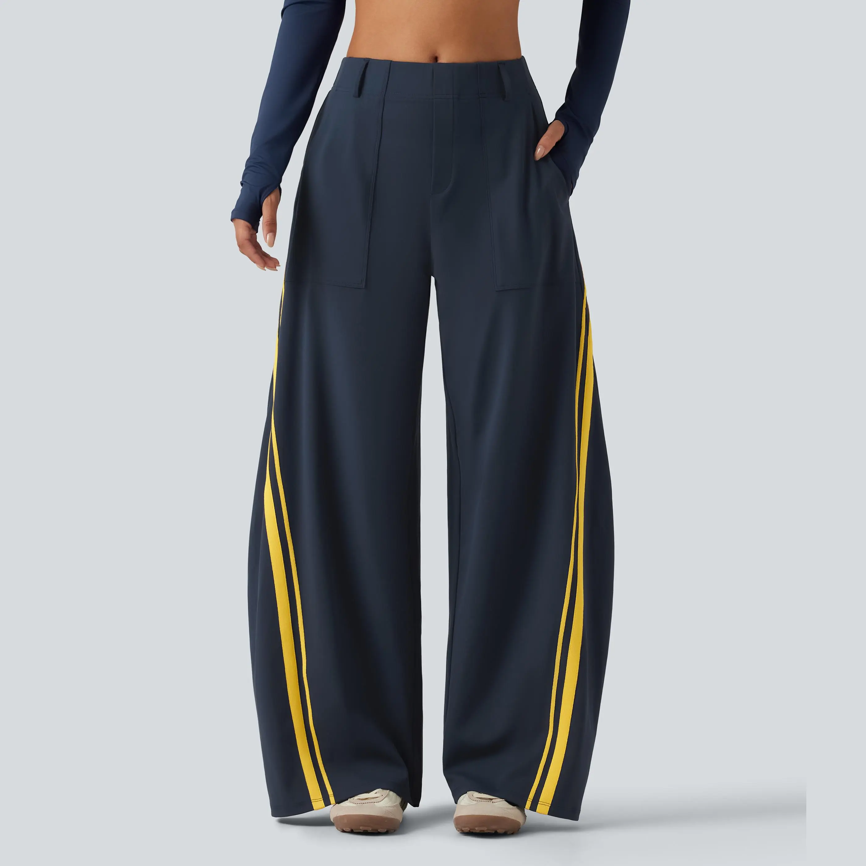 Halara DayStretch™ High Waisted Color Block Side Stripe Barrel Dance Pants with Pockets