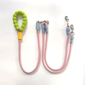 Double Dog Leash with Bungee - Dopamine Color Anti-Pull Dual Pet Lead for Two Dogs, Outdoor Pet Leash for Small Medium Dogs