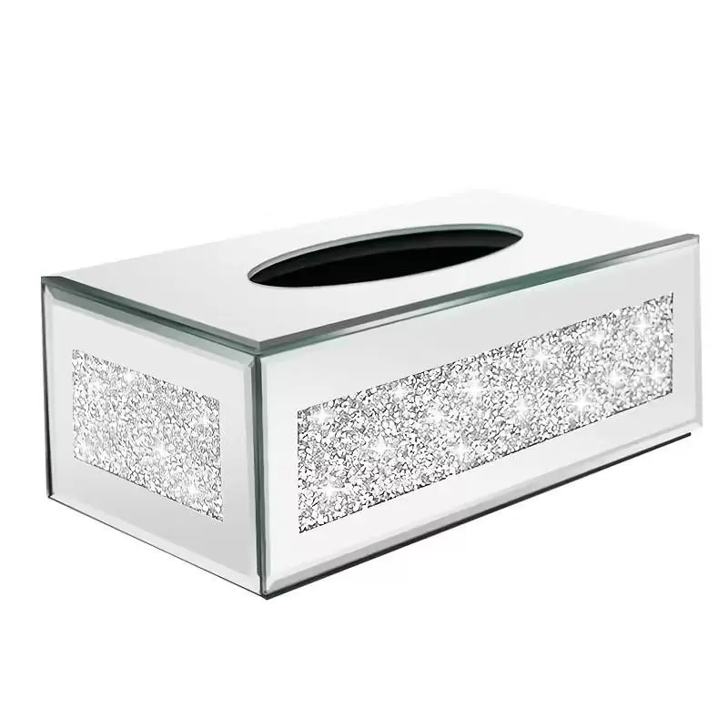 Elegant Decorative Glass Material Tissue Box for Living Room and Bedroom, Luxury Creative Mirror Finish Paper Holder, Stylish Napkin Organizer