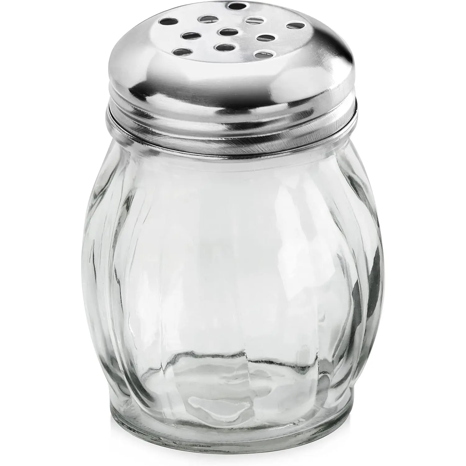 22377 Glass Swirl Cheese & Crushed Red Pepper Shaker with Stainless Steel Perforated Top, 6-Ounce, Set of 12