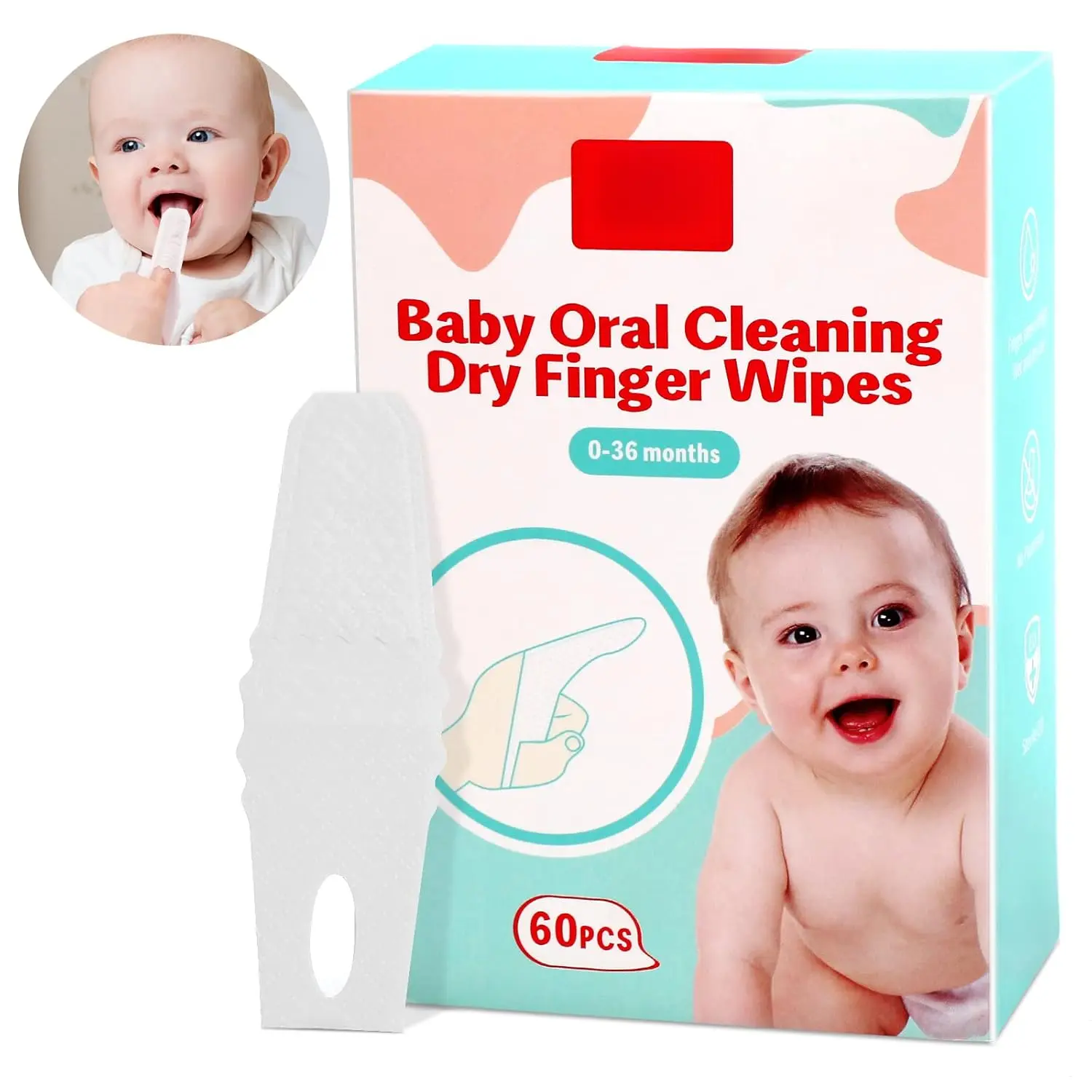 Toddler Baby Dry Wipes, Newborn Tongue Cleaner, 60PCS Disposable Infant Wipes Clean Mouth,Gauze Gum Cleaner Toothbrush Baby Oral Cleaning Stick Dental Care for 0-36 Month