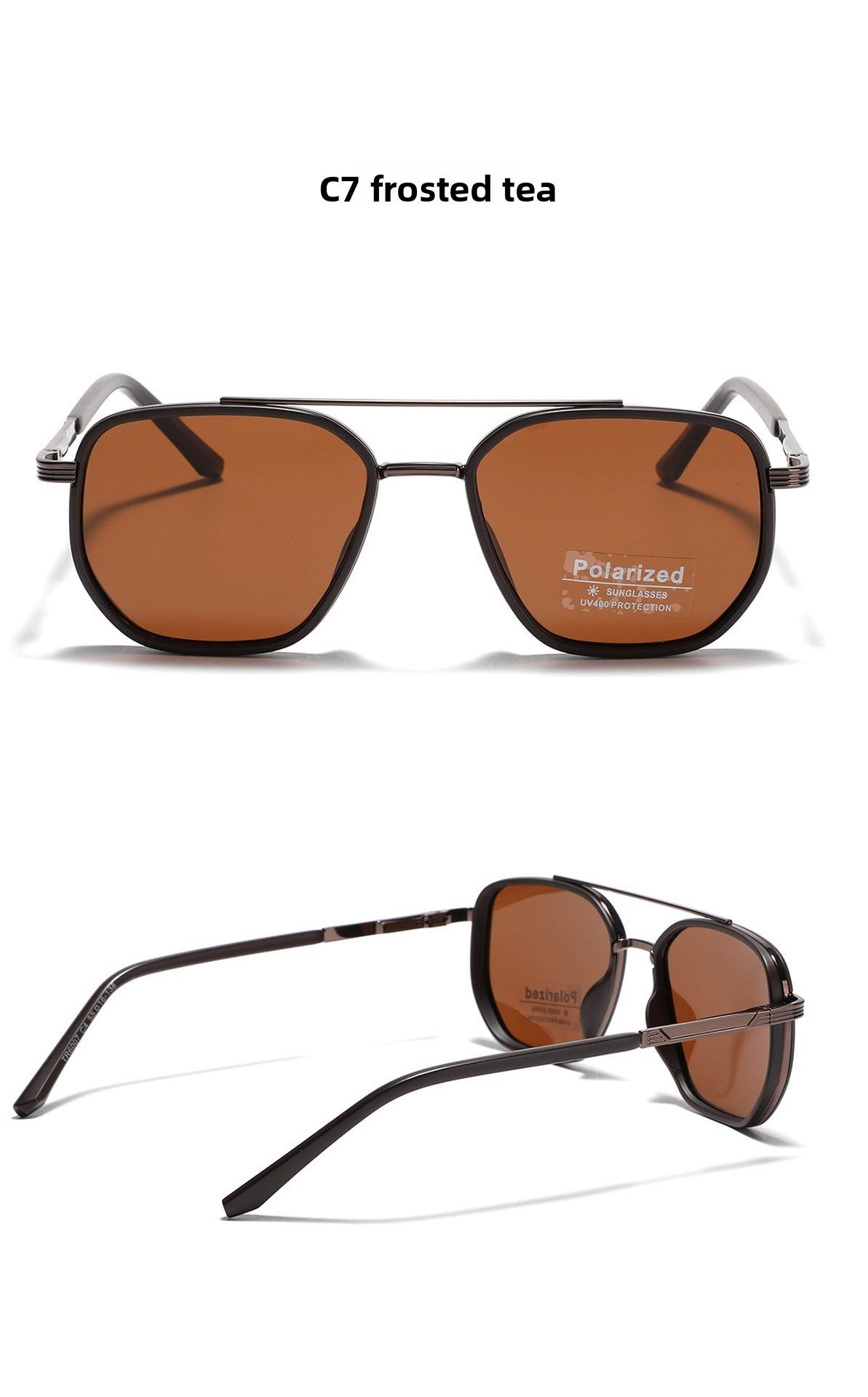 Classic Geometric Double Beam Sunglasses for Women Men Polarized Retro Tattoo Sunglasses for Travel Driving&Anti-Glare Eye Protection