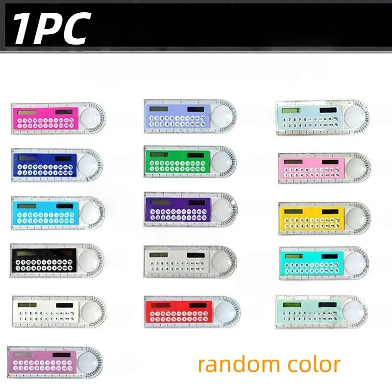 10cm Ruler Calculator with Magnifying Glass, Random Color, Precision Measurement Tool, Ideal for Office & School Use