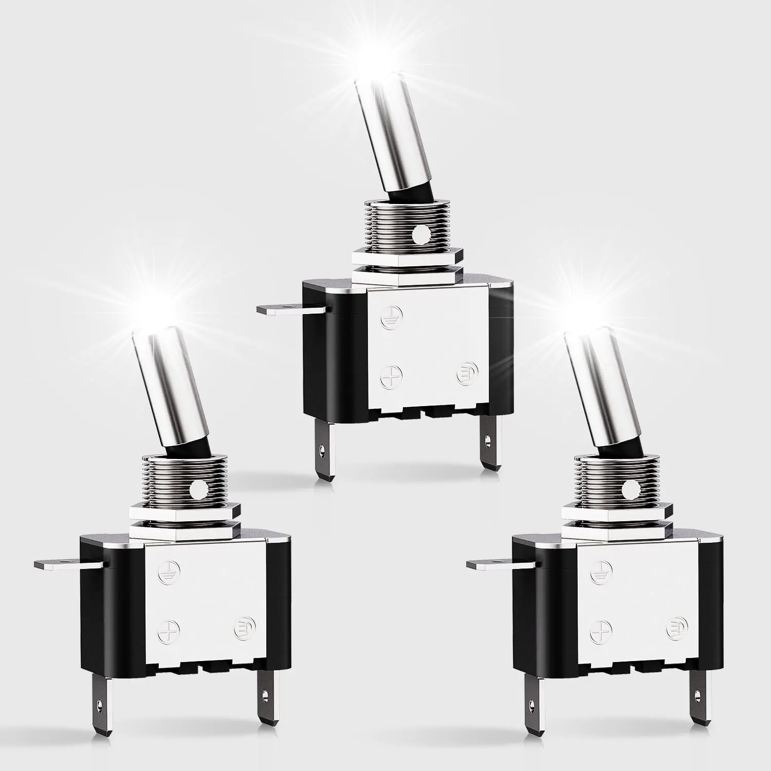 Nilight 3PCS White LED Rocker Toggle Switches - 12V 20A 3 Pin 2 Position SPST, High Cycles, On/Off Control, Heavy Duty, for Vehicle Use (Auto, Marine)