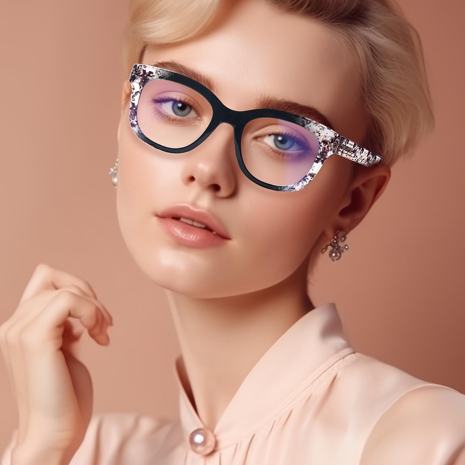 DEAAOK 3-Pack Fashionable Reading Glasses Blue Light Blocking Square Computer Readers For Women Dpring-Loaded Hinge