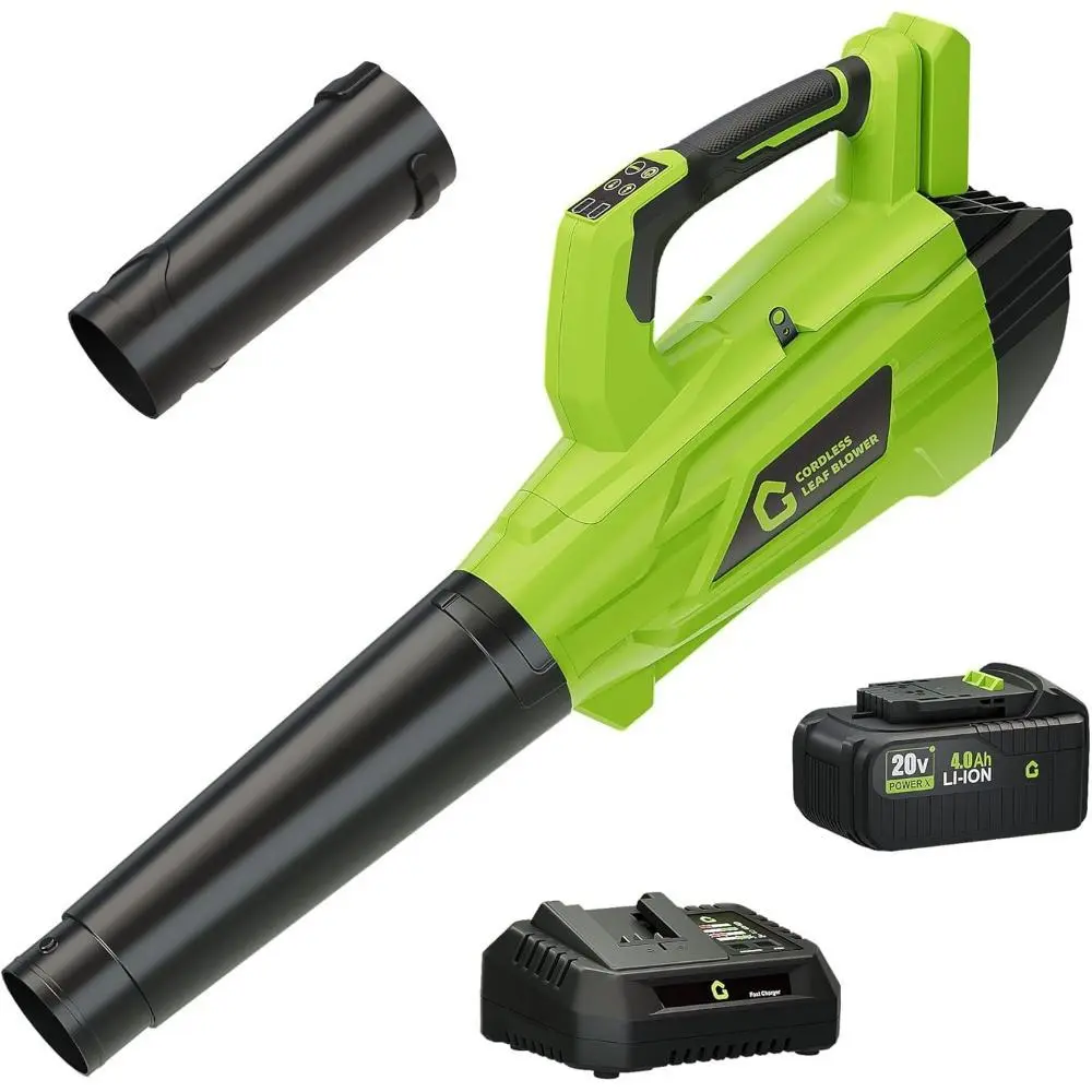 20V Brushless Motor Wireless Leaf Blower - 6 Adjustable Speeds, 650 CFM, Lightweight Portable Electric Blower with Batteries & Charger for Lawn & Garden, Black & Green 2290u