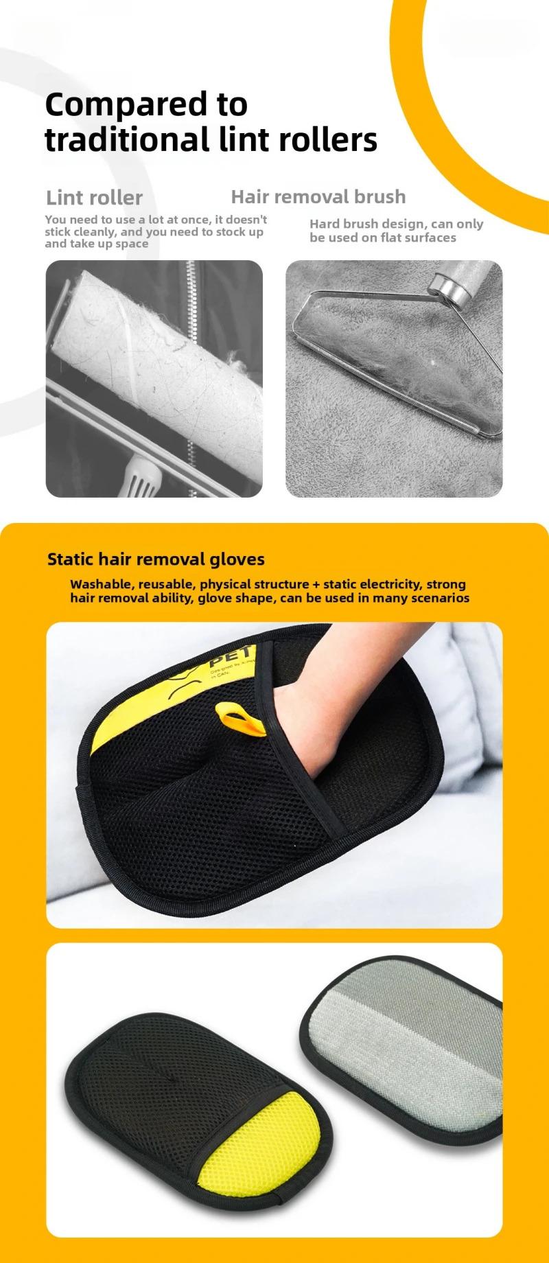 Upgrade Large Pet Hair Removal Grooming Gloves Static Fur Remover for Cat Dog Sofa Carpet Clothes