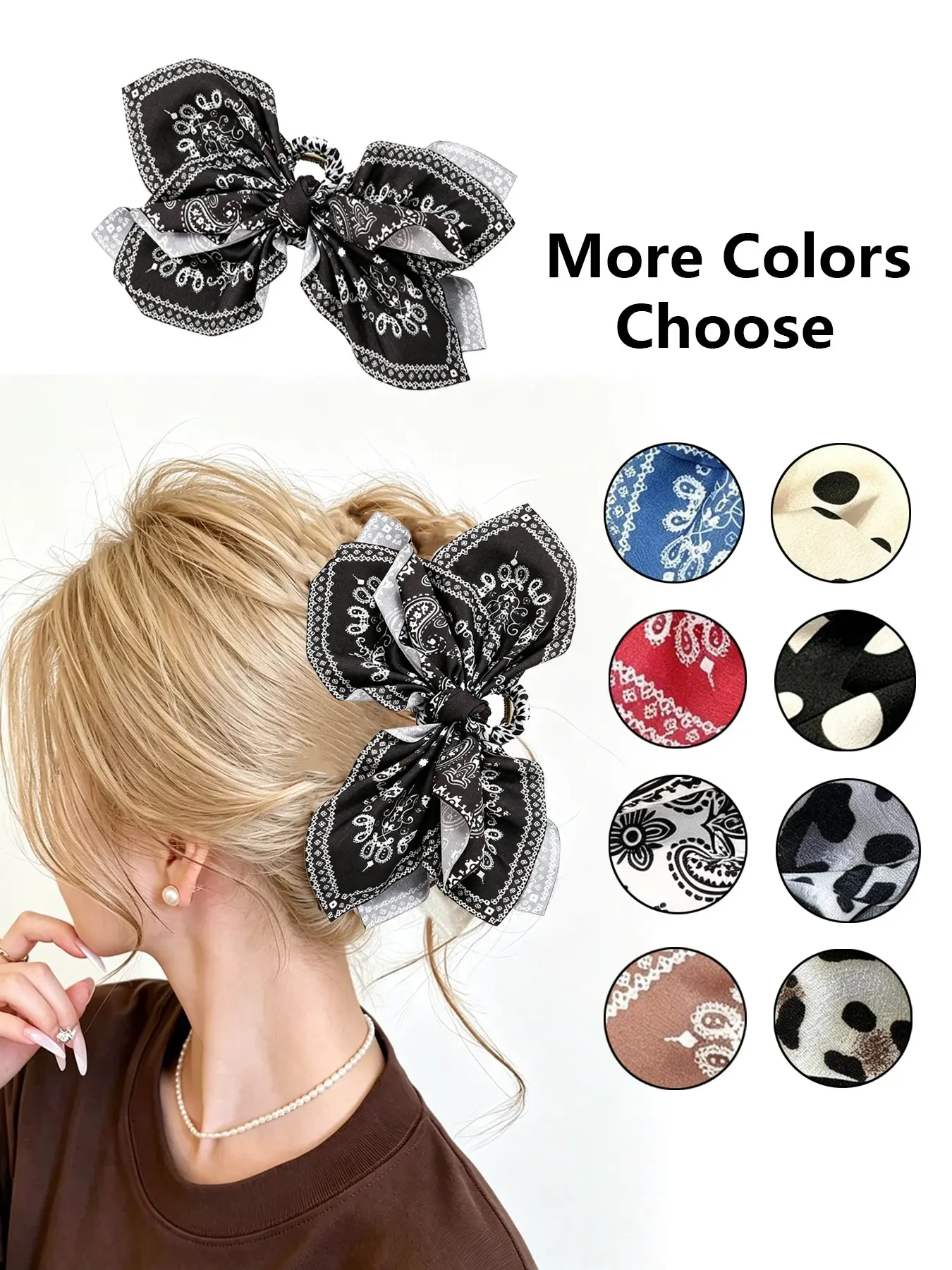 1 Pc Women's Elegant Paisley Pattern Bowknot Hair Claw, Vintage Trendy Hair Accessory, Fashionable All-Match Hair Clip, Prom Hair Clip for Special Occasions