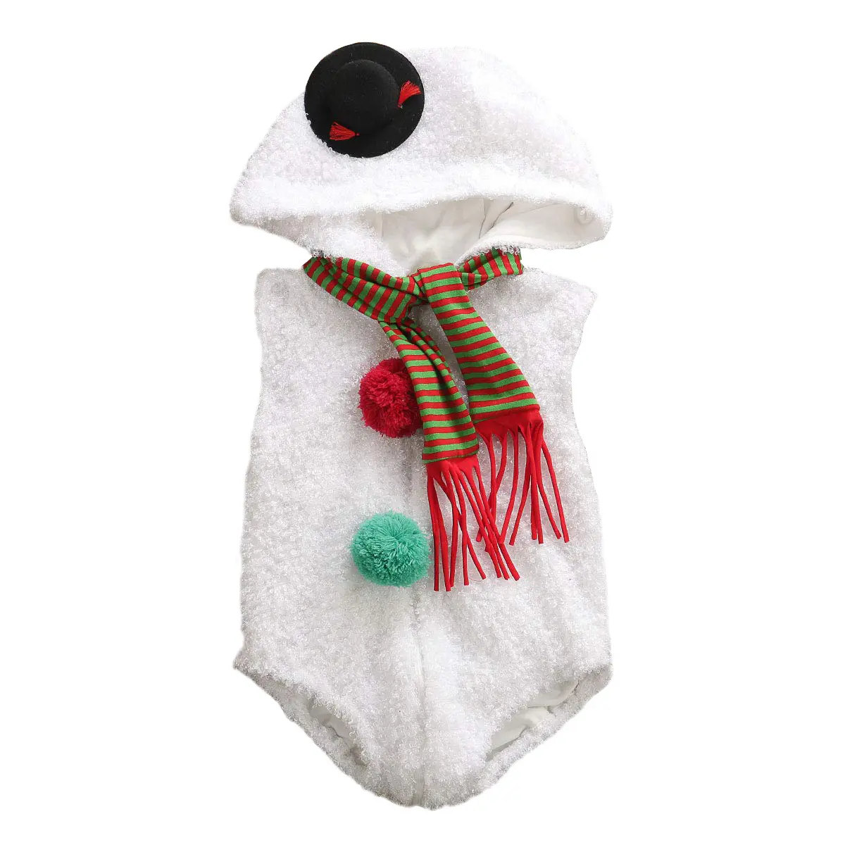 Newborn Baby Christmas Romper Snowman Print Sleeveless Zipper Hooded Jumpsuit Warm Cute Holiday Outfit