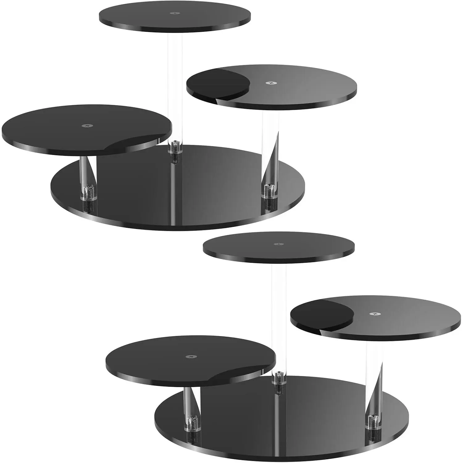 3-Tier Acrylic Stand Risers for LEGO Botanical, Figurine Shelf Black| Multi-Tier Showcase for Perfume, Cupcakes & Collectibles.Easy Tool-Free Assembly, Sturdy Desktop Decor Organizers