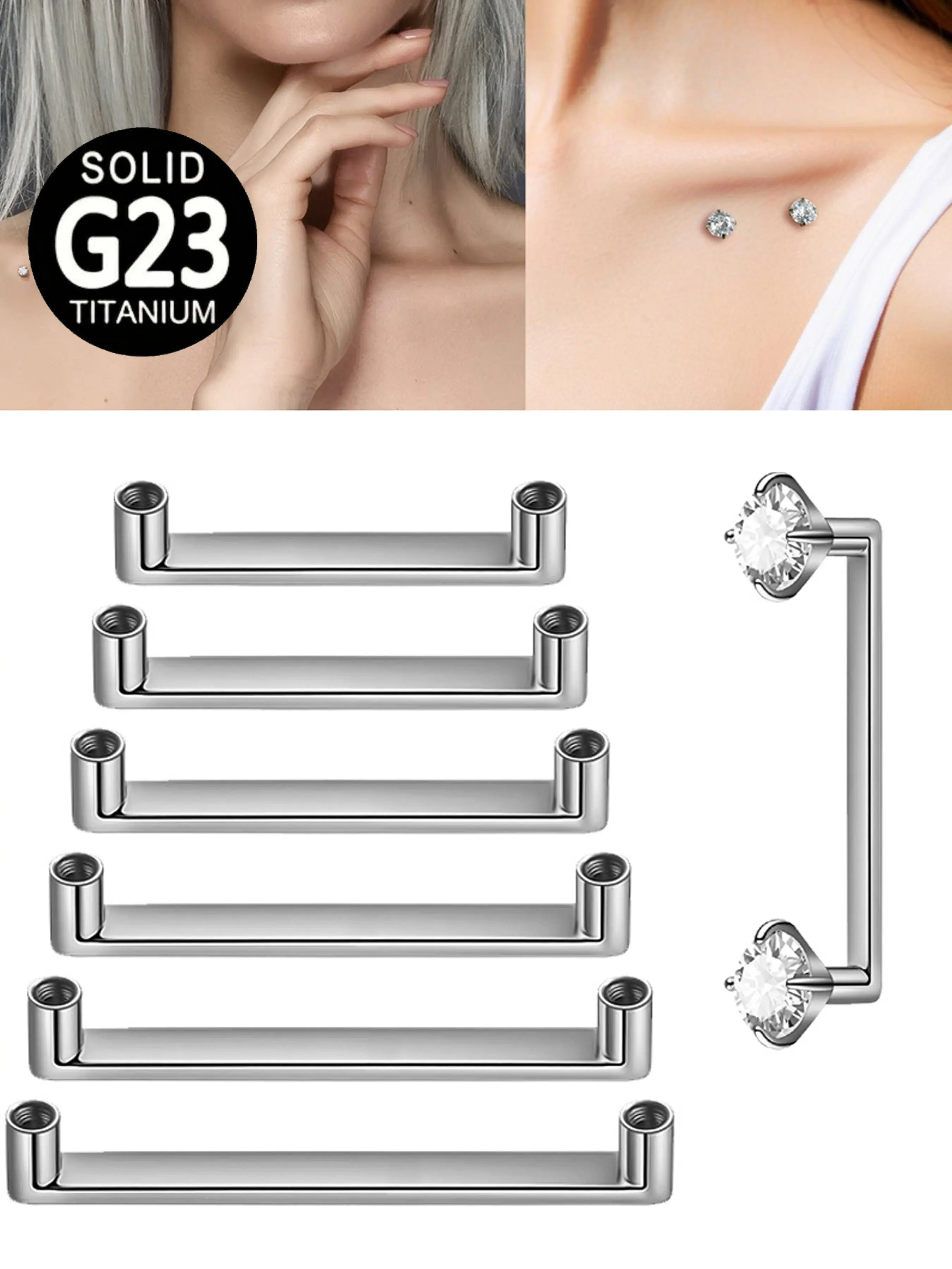 1PC 14G/16G Grade 23 Titanium Dermal Base Internally Threaded Replaceable Top Barbell Piercing Surface Piercings Body Jewelry