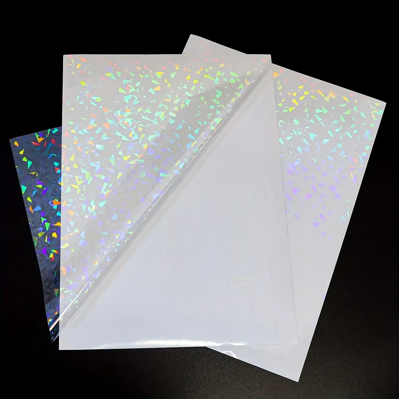 10 Pcs A4 Holographic Self-Adhesive Laminating Sheets – Clear Cold Lamination Film with Shimmer Effect for Photos, Artwork, Stickers & DIY Crafts. Waterproof, Dustproof & Durable Protective Film for Scrapbooking, Printing & Creative Projects