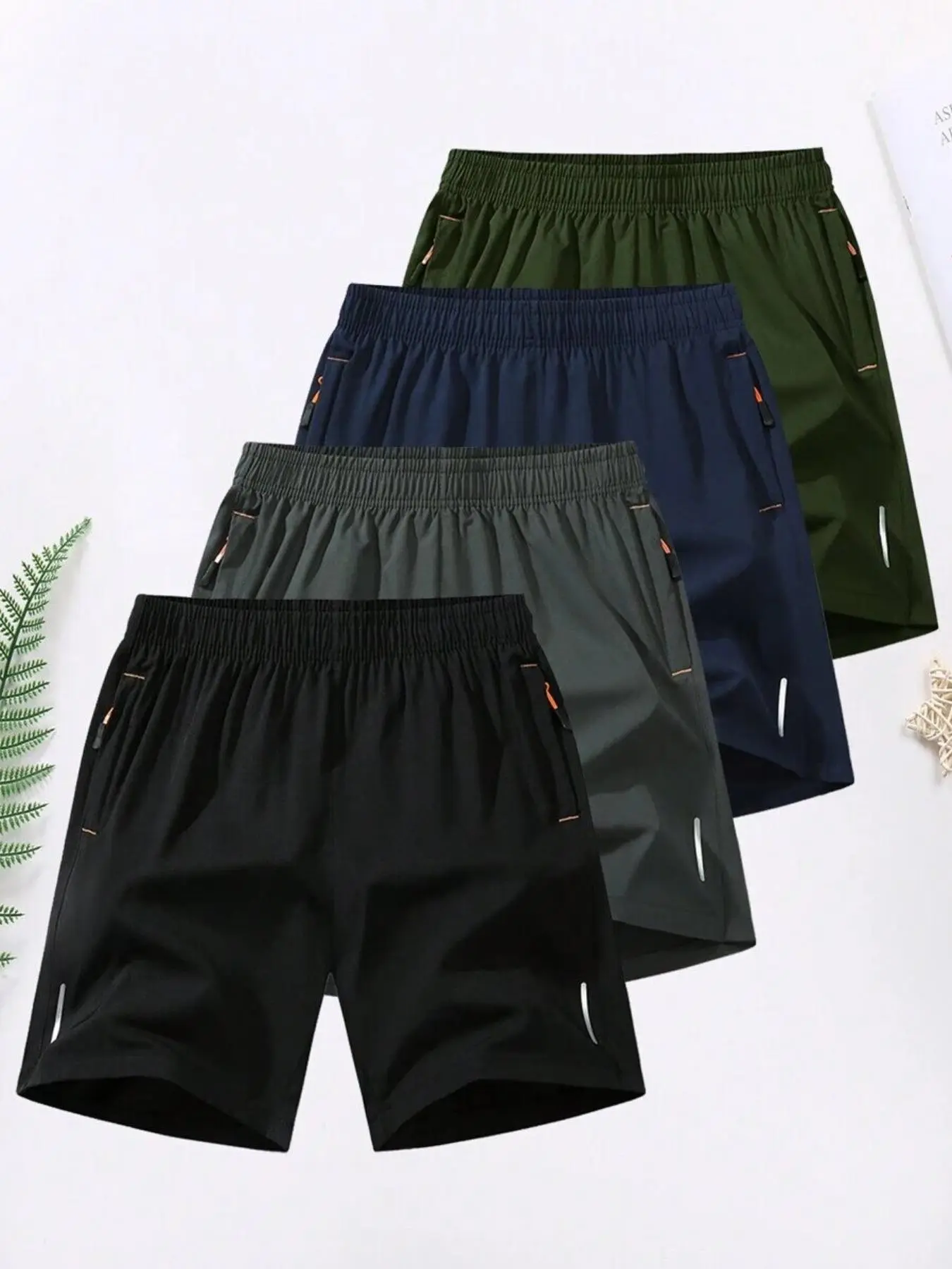 Men's Short Pants Set, 2/4/6 Pieces, Casual Shorts, Casual Gym Shorts, Fitted Plain Design, Ideal for Running and Fitness, Comfortable Sportswear, Activewear, Menswear