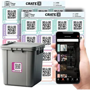 Crate ID QR Code  Storage Labels for Organizing Storage Bin &  |  Color QR Code Stickers | Track and Search Inventory with Free App | Upgrade Your Organization (Pastel Pop)