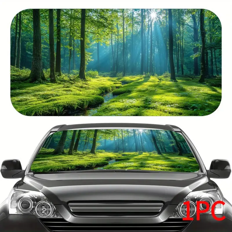 Forest Sun Visor for Car Windshield, UV Protection, Foldable, Cool Vehicle Accessory, Fits Sedan, Suv, Off-Road Vehicles