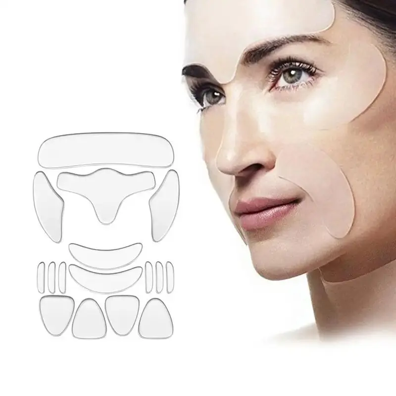 16Pcs Reusable Silicone Anti-Wrinkle Patches | Full Coverage for Face & Forehead, Soft Skin-Friendly Silicone, Overnight Fine Line Smoothing & Physical Lifting, Thin & Invisible Washable