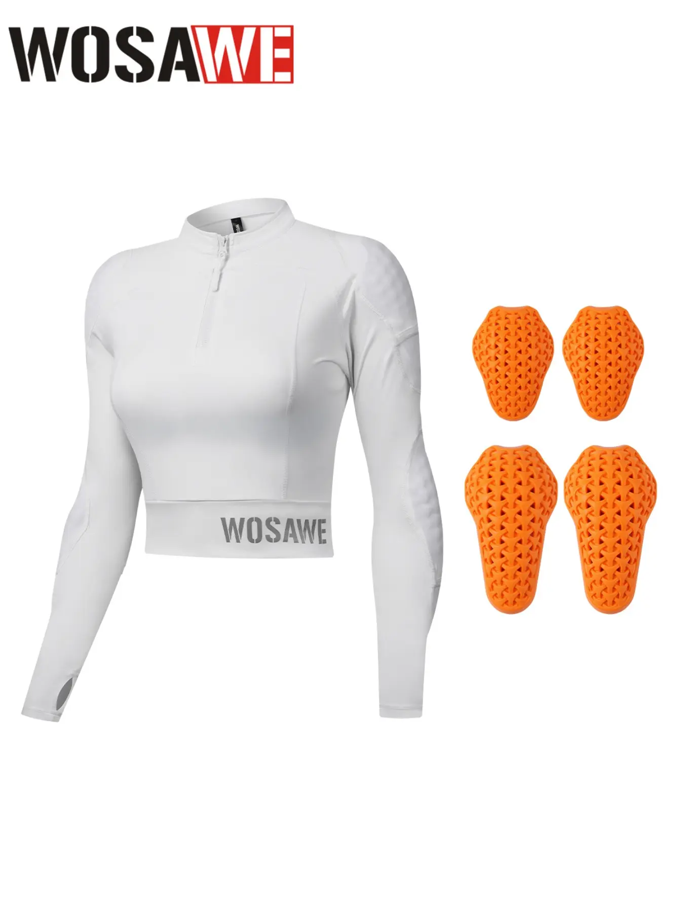 WOSAWE Womens Motorcycle Cycling Jacket Cropped Half Zipper Pullover Padded Summer Motorbike Shirt Scooter Riding Gear Biker Jacket