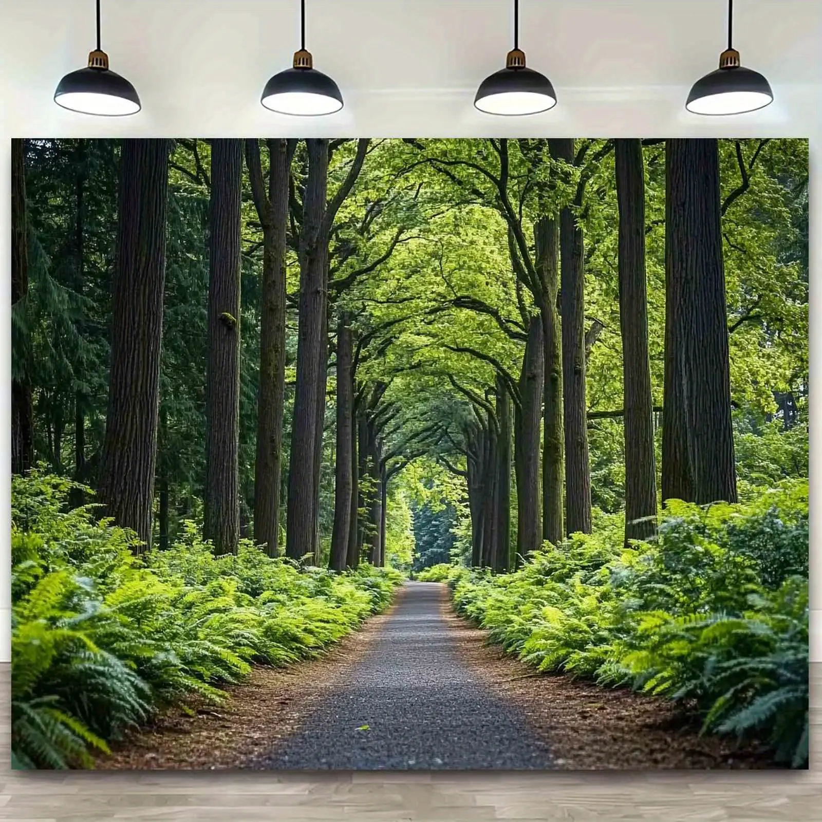 Durable Polyester Lush Jungle Terrain & Scenery Decorative Backdrop Banner, 1-Piece 59x39in Fabric Decoration for Home Users, Indoor Housewarming Occasions