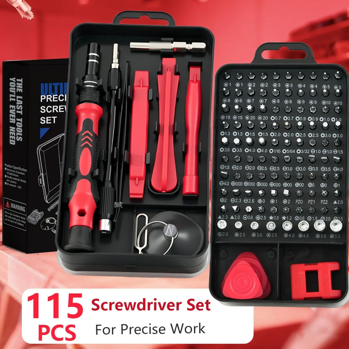 115-In-1 Screwdriver Set, Strong Magnetic High Hardness Multi-Function Tool Kit, Special Shape Bits for Electronics, Phones, Laptops, Watches, Macbooks, Glasses, Computer Screwdriver Kit