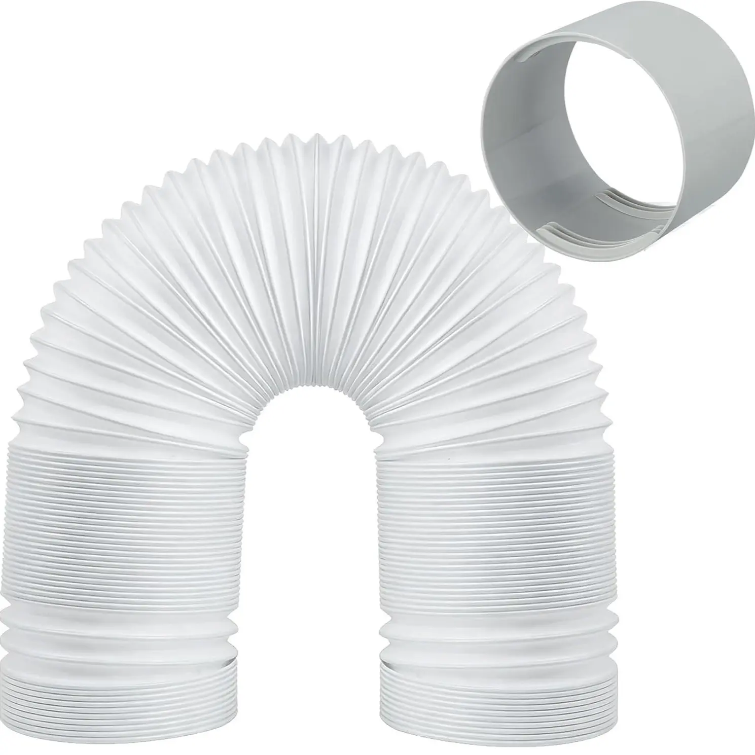 Portable Air Conditioner Exhaust Hose & Connector, 5.9 Inch (150 mm) Diameter, Flexible Steel Wire Reinforced Replacement Hose, Available in Clockwise & Counter-Clockwise, 1.5m & 2m Options